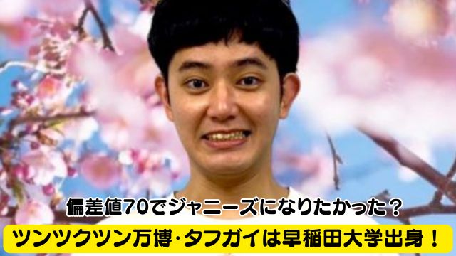 ツンツクツン万博・タフガイは早稲田大学出身！偏差値は70で学生時代はジャニーズになりたかった？